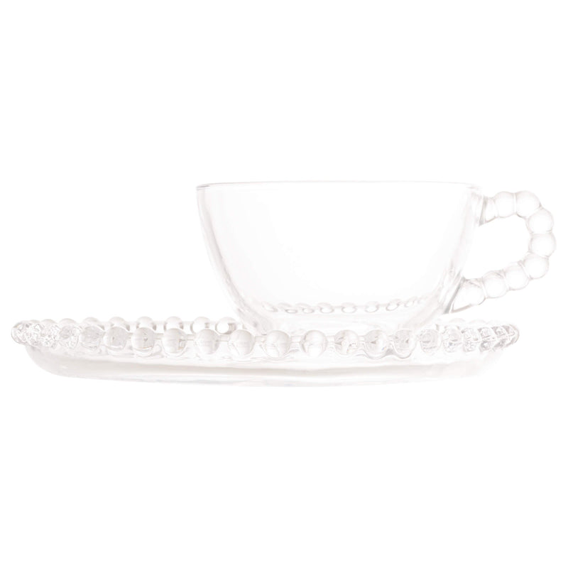 Xícara de Chá Cristal com Prato de Coração Pearl - 180 ml