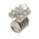 Jogo De Xícaras Luxo Para Café Com Pires e Suporte Wolff 90ml Prata e Branco