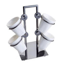 Jogo Xícaras De Café Porcelana Com Suporte Black 75ml Luxo 5 Peças