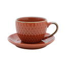 Conjunto 4 Xícaras Porcelana Para Café Com Pires Laranja Drops - 90ml