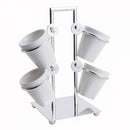 Jogo Xícaras De Café Porcelana Com Suporte Prata 75ml Luxo 5 Peças