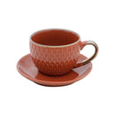 Conjunto 4 Xícaras Porcelana Para Café Com Pires Laranja Drops - 90ml