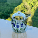 Açucareiro de Cristal com Colher e Tampa Lavanda 8,5cm