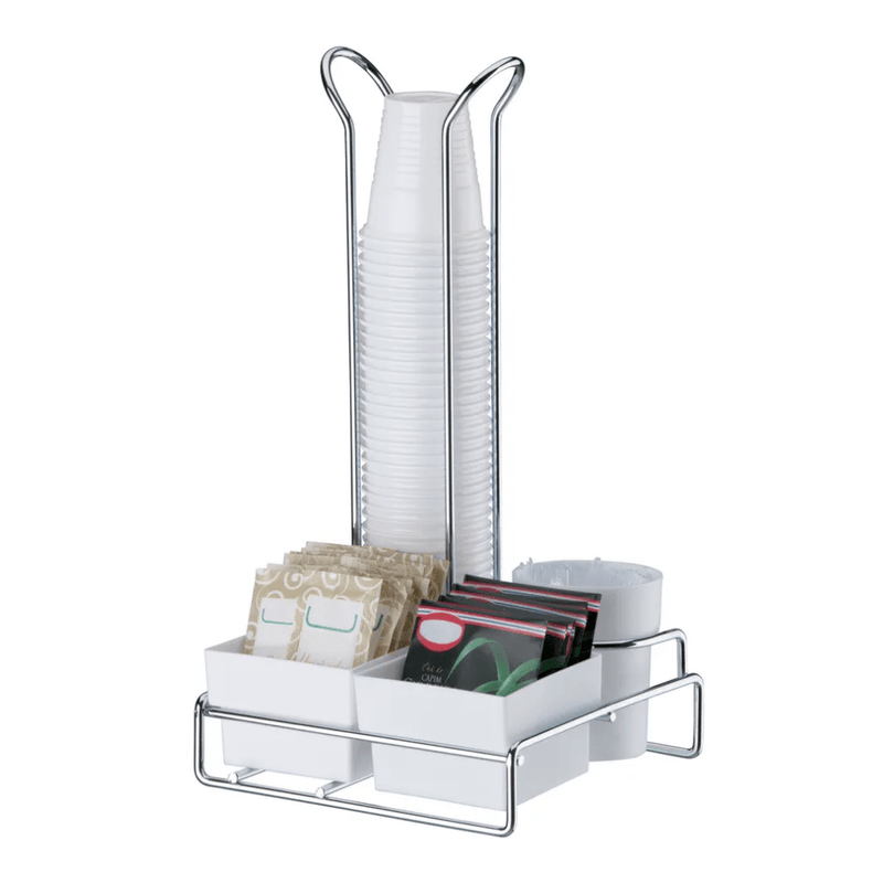 Organizador para Copos Descartáveis 50/80ml, Saches de Açúcar/Adoçante e Mexedor Branco