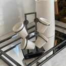 Jogo Xícaras De Café Porcelana Com Suporte Black 75ml Luxo 5 Peças