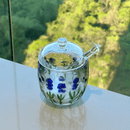 Meleira de Cristal com Colher e Tampa Lavanda 8,5cm