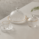 Xícara de Café Petra Cristal Ecológico com Pires e Borda Dourada 70ml