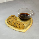 Xícara de Chá Coração com Prato Madeira Pinus 190ml