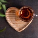 Xícara de Chá Coração com Prato Madeira Pinus 190ml