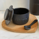 Açucareiro com Colher em Cerâmica Chumbo