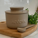 Açucareiro com Colher em Cerâmica Ocre