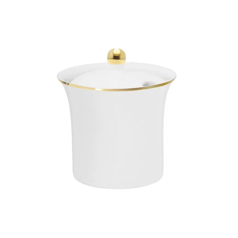 Açucareiro de Porcelana com Tampa Branco com Filete Ouro Linha Sofia - 200ml