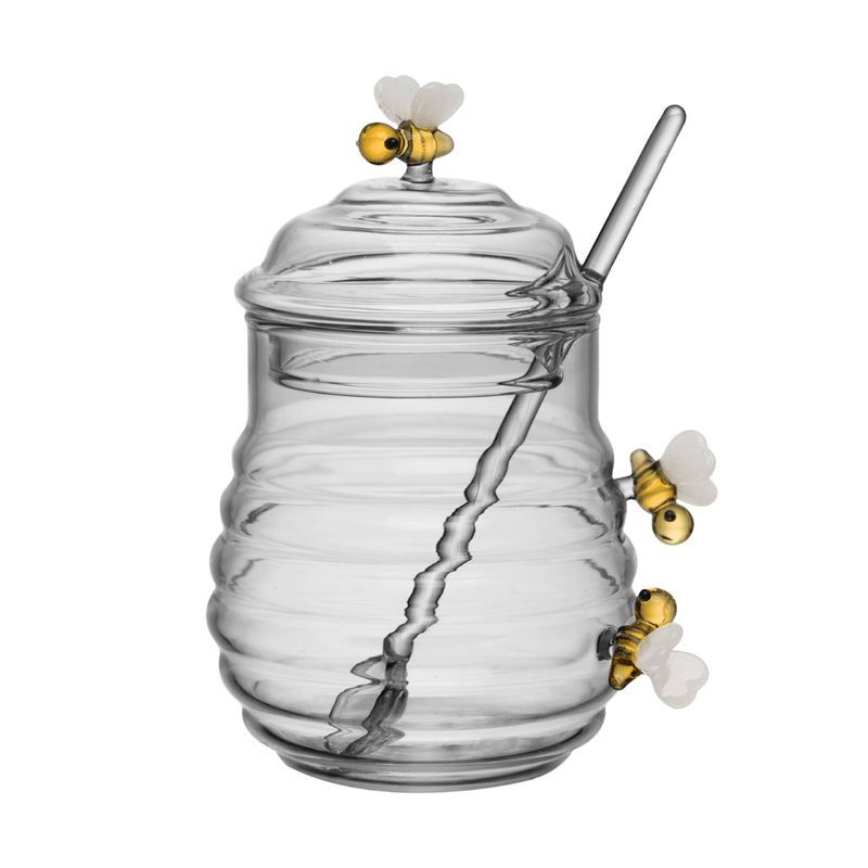 Açucareiro de Vidro com Colher e Tampa Lovely Bee Abelha 470ml
