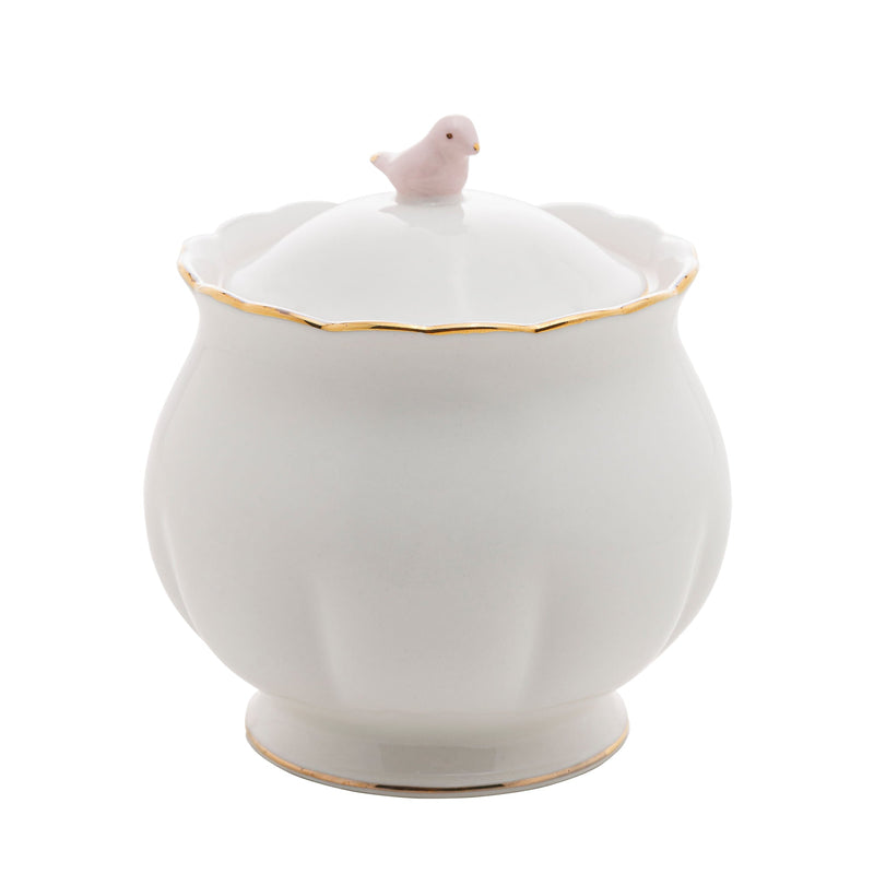 Açucareiro em Porcelana Birds Branco 300ml