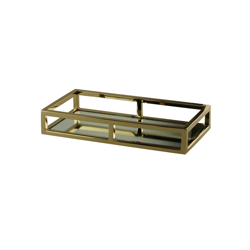 Bandeja Aço Inox Com Espelho Dourada - 30cm
