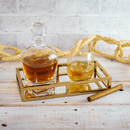 Bandeja Aço Inox Com Espelho Dourada - 30cm