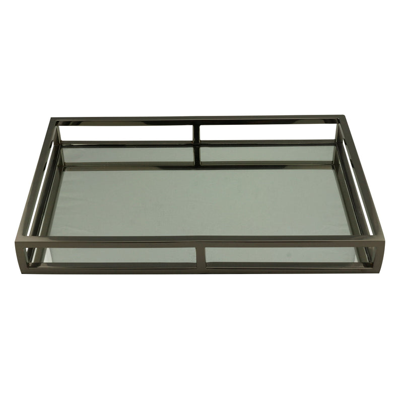 Bandeja Aço Inox com Espelho Preta Ônix - 41 cm