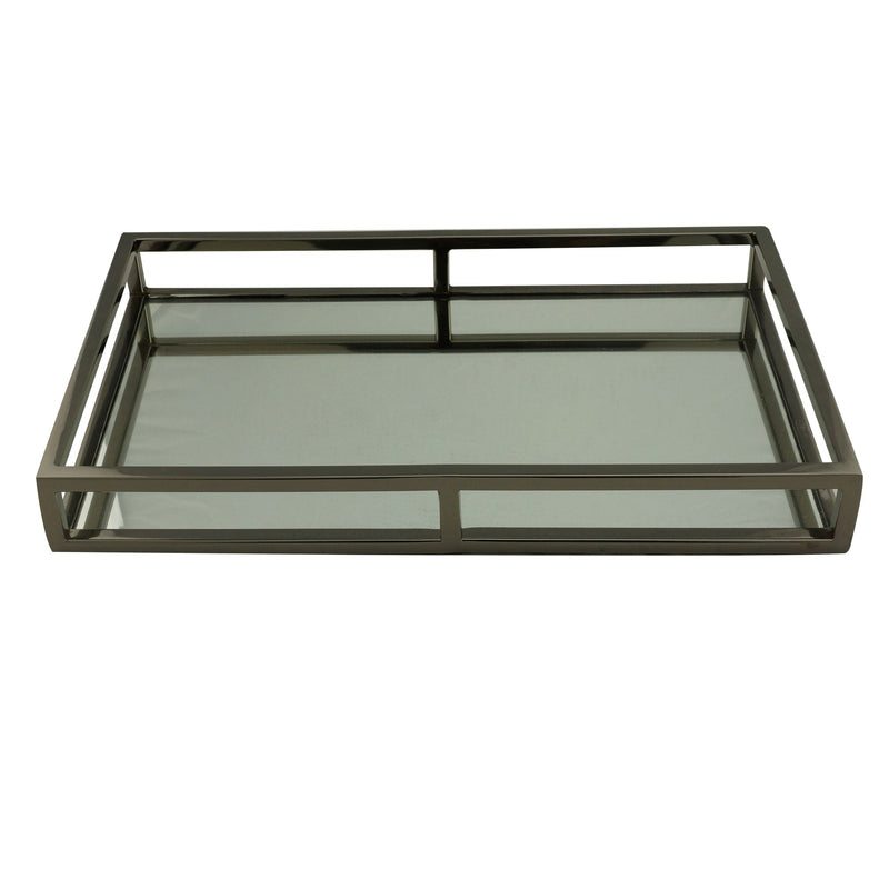 Bandeja Aço Inox com Espelho Preta Ônix - 41 cm