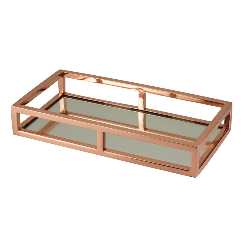 Bandeja Aço Inox com Espelho Rose Gold - 30cm