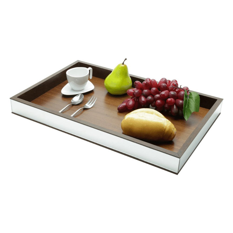 Bandeja de Madeira com Acabamento Espelhado Retangular - 45 cm