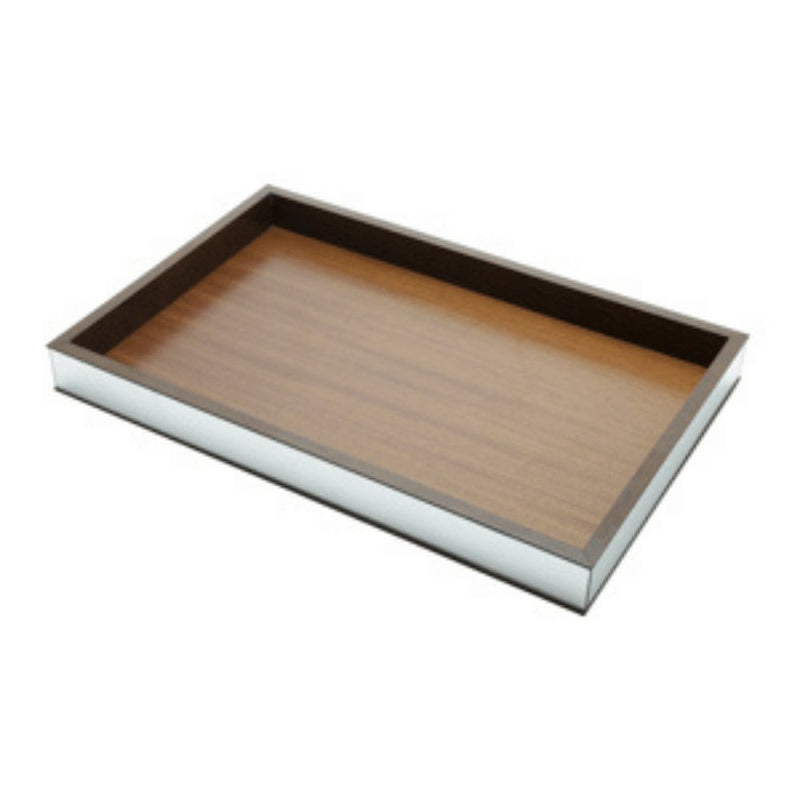 Bandeja de Madeira com Acabamento Espelhado Retangular - 45 cm