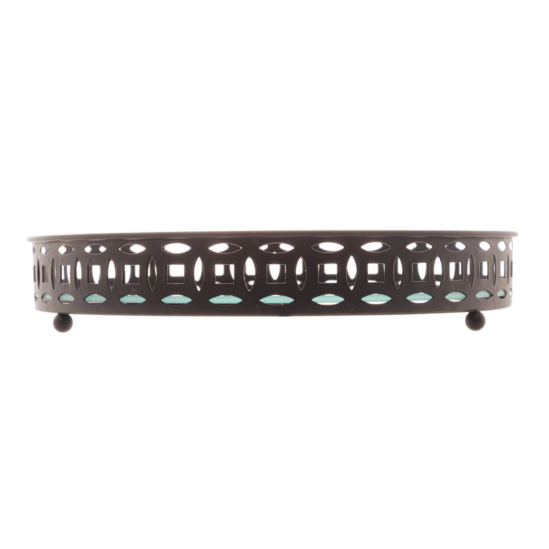 Bandeja de Metal com Espelho Singapura Preto 20cm x 4cm