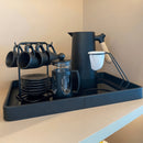 Bandeja em MDF e PU com Vidro Preta 42cm