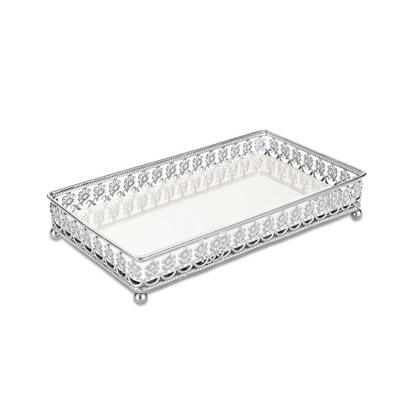 Bandeja em Metal com Espelho Cromado 23,5cm x 12,5cm