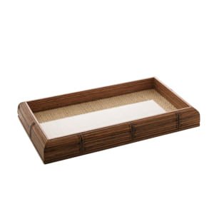 Bandeja Madeira Bambu com Vidro e Sisal Natural 30 cm