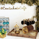 Bandeja Madeira Bambu com Vidro e Sisal Natural 38 x 24 cm