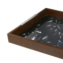 Bandeja Madeira Com Vidro Adam Preta 47 x 32 cm