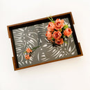 Bandeja Madeira Com Vidro Adam Preta 47 x 32 cm