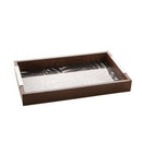 Bandeja Madeira Com Vidro Leaves Preta 37cm x 28cm