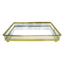 Bandeja Retangular com Espelho em Ferro Dourado - 25cm