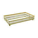 Bandeja Retangular com Espelho em Ferro Dourado - 25cm