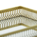 Bandeja Retangular com Espelho em Ferro Dourado - 25cm