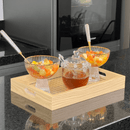 Bandeja Retangular de MDF com Fundo Vidro Trelica 30cm