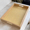 Bandeja Retangular de MDF com Fundo Vidro Trelica 30cm