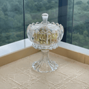 Bomboniere Potiche Geneva com Pé e Tampa de Cristal 18cm