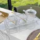 Açucareiro em Cristal de Chumbo Martelado com Colher com Borda Dourada Petra 10cm