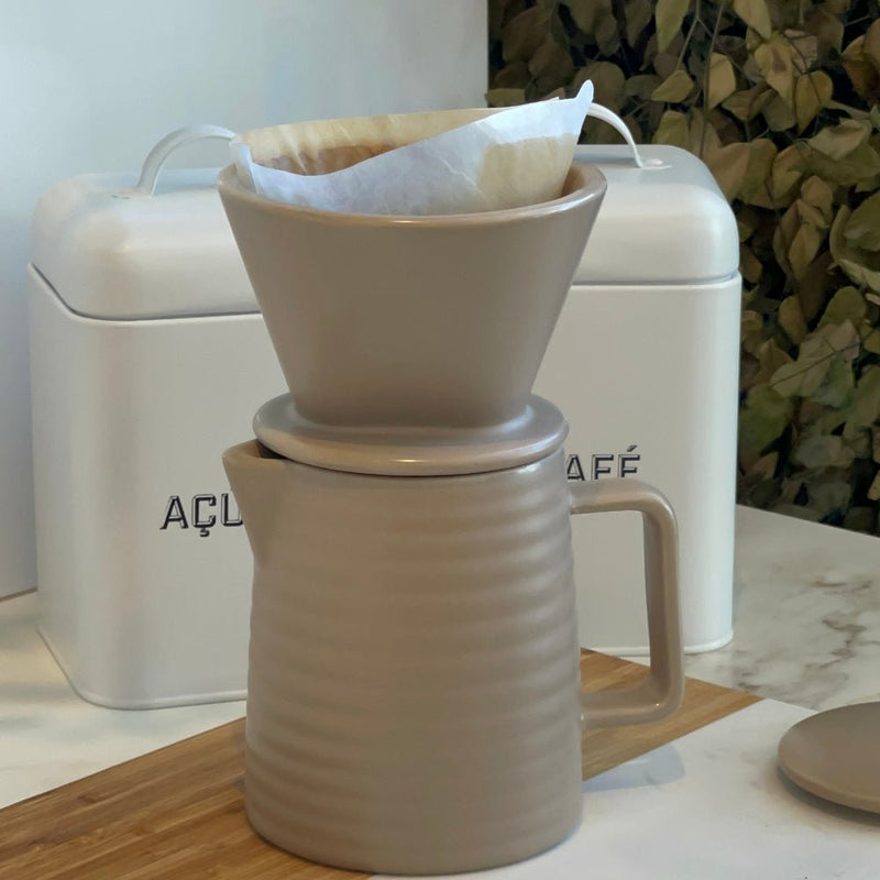 Bule com Suporte para Filtro e Tampa de Cerâmica Areia 600ml