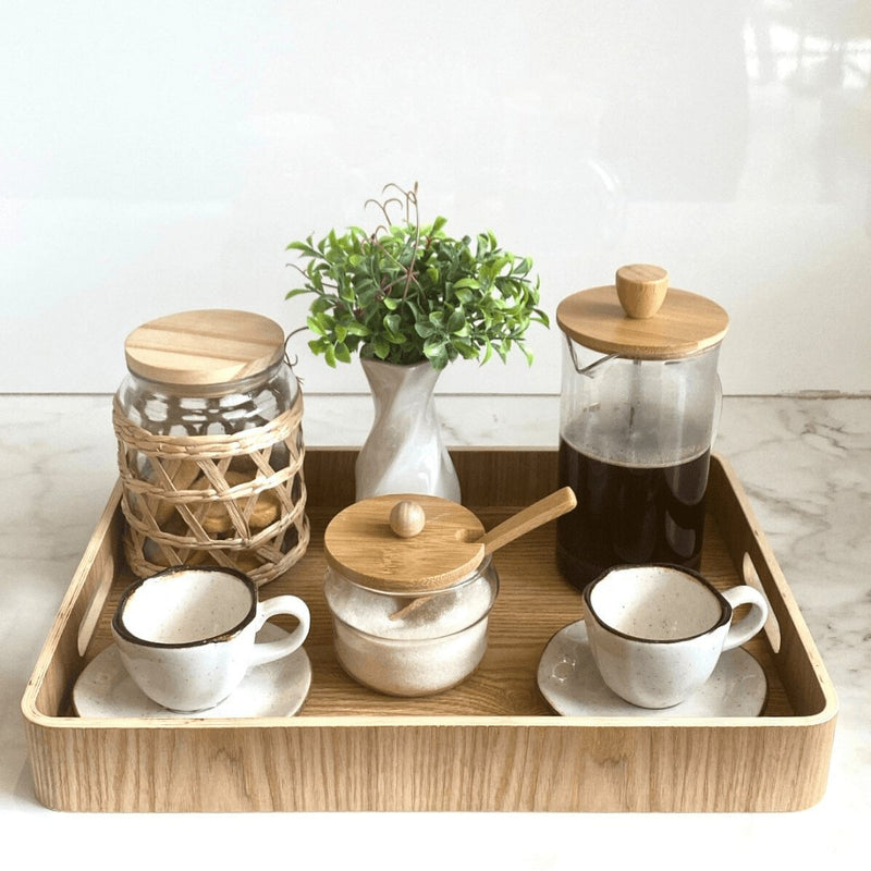 Cafeteira Francesa de Vidro com Tampa em Bambu 600ml