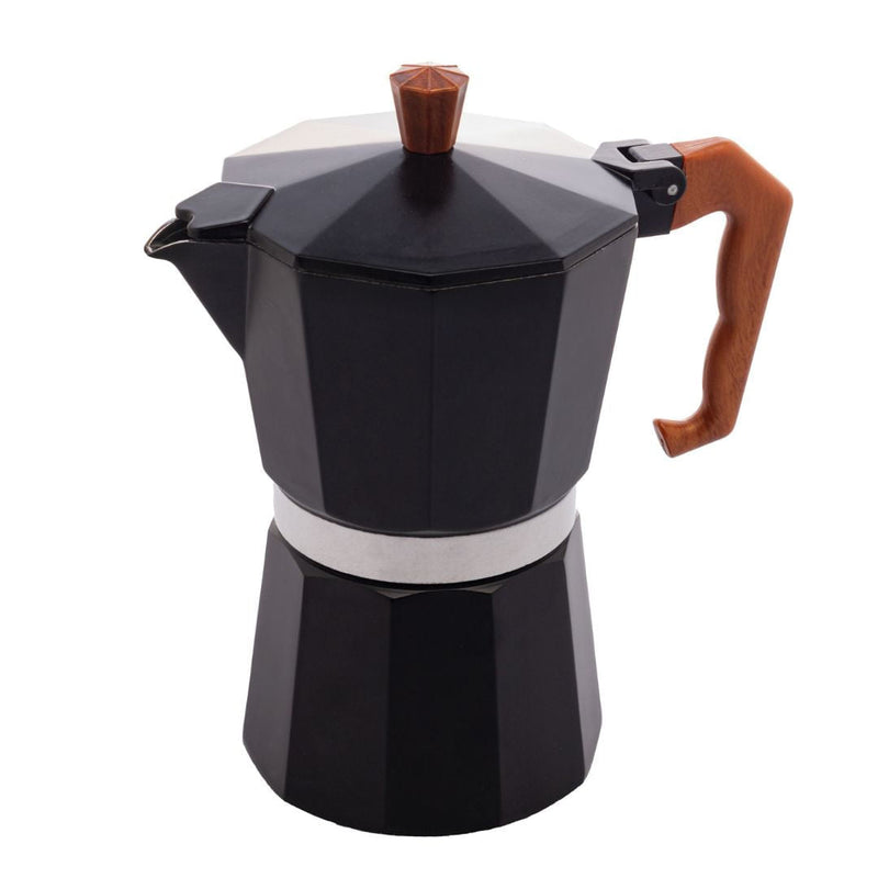 Cafeteira Italiana em Aluminio 6 Doses com Cabo de Plástico Preto Fosco 300ml