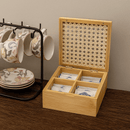 Caixa Organizadora de Bambu com Divisórias e Tampa em Treliça