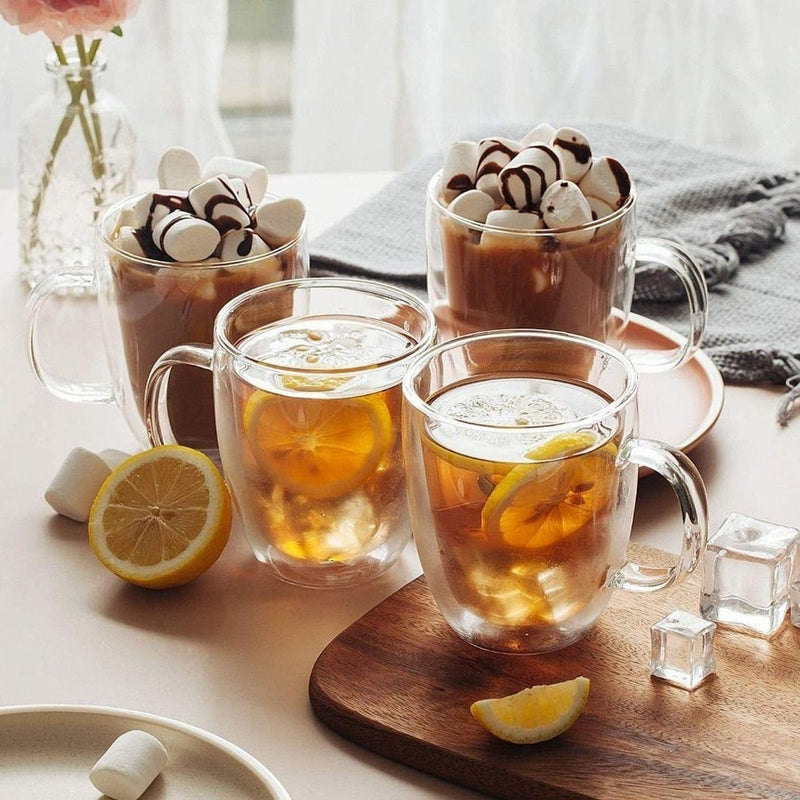 Caneca Parede Dupla Cappuccino em Vidro Borossilicato 350ml