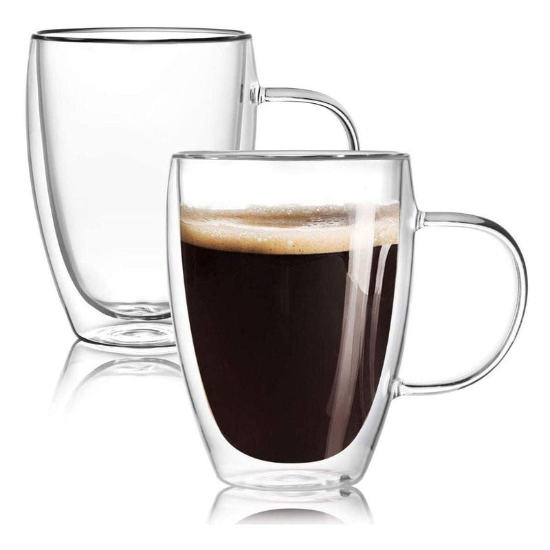 Caneca Parede Dupla Cappuccino em Vidro Borossilicato 350ml