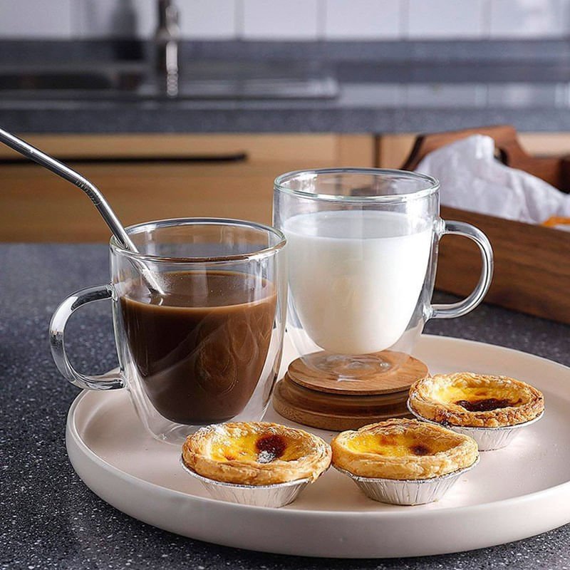 Caneca Parede Dupla Cappuccino em Vidro Borossilicato 350ml