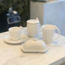 Jogo 6 Xícaras de Café Porcelana com Pires Birds Branca 85ml