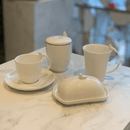 Jogo 6 Xícaras de Café Porcelana com Pires Birds Branca 85ml