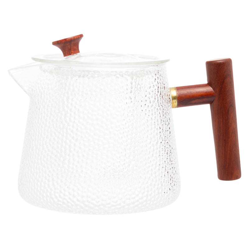 Chaleira de Vidro Borossilicato Martelado com Alça de Bambu 750ml